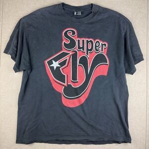 Vintage Famous Stars & Straps Shirt Mens 2XL Black Super Fly Skate Tee Y2K